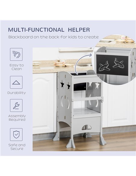 HOMCOM Kids Step Stool with Lockable Handrail, Grey 312-058GY - pic 26832 | FastDaddyshop