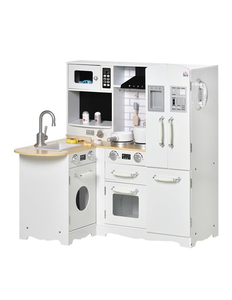 HOMCOM Kids Wooden Kitchen with Realistic Refrigerator, Oven, Sink 350-106 - pic 26862 | FastDaddyshop