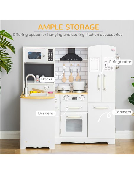 HOMCOM Kids Wooden Kitchen with Realistic Refrigerator, Oven, Sink 350-106 - pic 26866 | FastDaddyshop