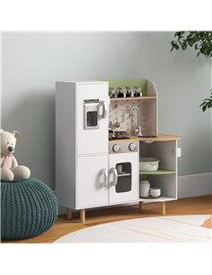 AIYAPLAY Kids Play Kitchen with Phone, Ice Maker, Stove, Sink, Utensils, White 2