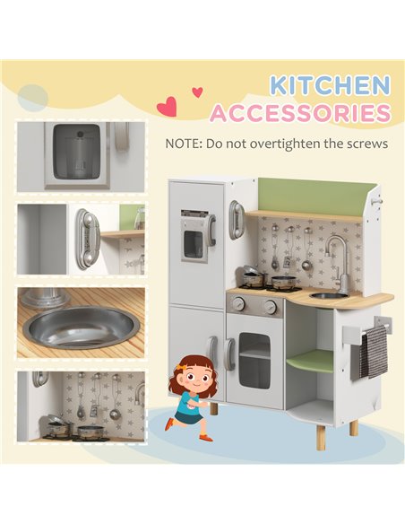 AIYAPLAY Kids Play Kitchen with Stove, Sink, Utensils, White 350-147V00WT - pic 26876 | FastDaddyshop