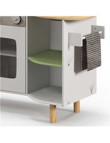 AIYAPLAY Kids Play Kitchen with Stove, Sink, Utensils, White 350-147V00WT