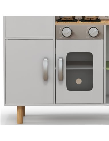 AIYAPLAY Kids Play Kitchen with Stove, Sink, Utensils, White 350-147V00WT