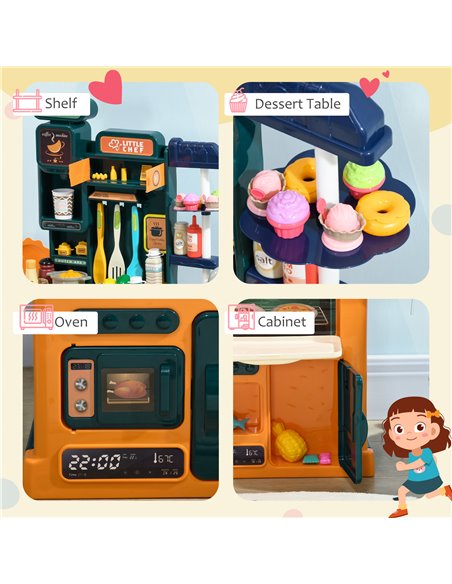 AIYAPLAY Toy Kitchen, 77 Pieces Kids Play Kitchen Role Playing Game with Sound and Light, Water Spray, Running Water - pic 26885 | FastDaddyshop