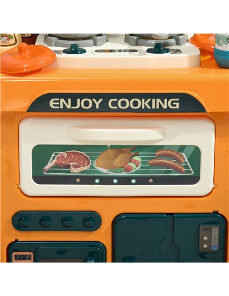 AIYAPLAY Toy Kitchen, 77 Pieces Kids Play Kitchen Role Playing Game with Sound and Light, Water Spray, Running Water - pic 26888 | FastDaddyshop