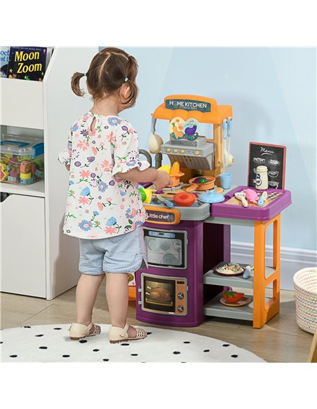 AIYAPLAY Toy Kitchen, 49 Pieces Kids Play Kitchen, Children Trolley, with Sound and Light, Spray Effects, Running Water - pic 26890 | FastDaddyshop