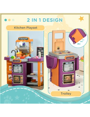 AIYAPLAY 49 Pieces Kids Play Kitchen with Sound, Light, Running Water 350-152V00MX
