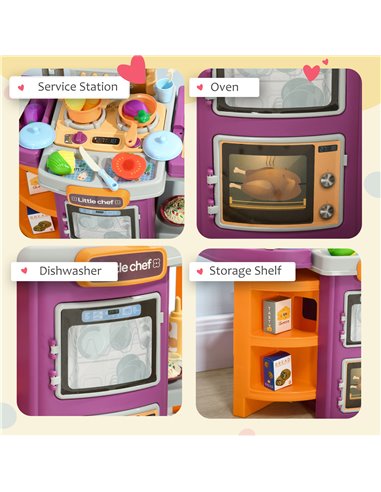 AIYAPLAY 49 Pieces Kids Play Kitchen with Sound, Light, Running Water 350-152V00MX
