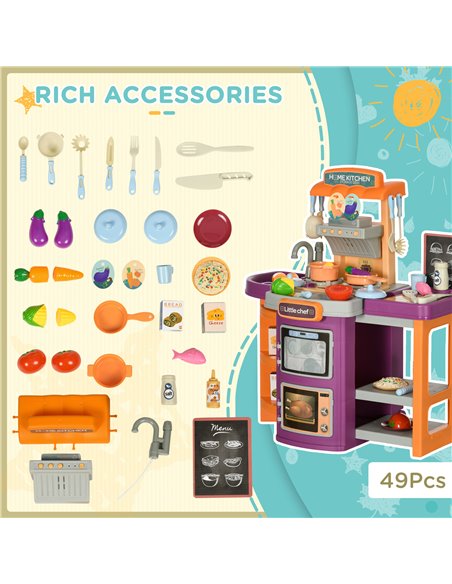 AIYAPLAY 49 Pieces Kids Play Kitchen with Sound, Light, Running Water 350-152V00MX - pic 26896 | FastDaddyshop