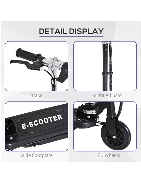 HOMCOM Kids Folding Electric Scooter 2x12V, 120W with Adjustable Height, PU Wheels, for 7-14 yrs, Black - pic 26901 | FastDaddyshop