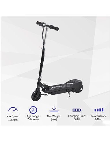 HOMCOM Kids Folding Electric Scooter 2x12V, 120W, Black AA1-056V02BK