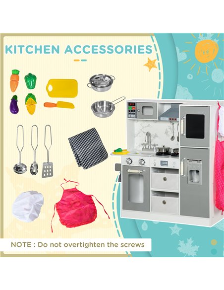 AIYAPLAY Toy Kitchen with Lights, Sounds, Ice Maker, Microwave, White 350-149V80WT - pic 26913 | FastDaddyshop