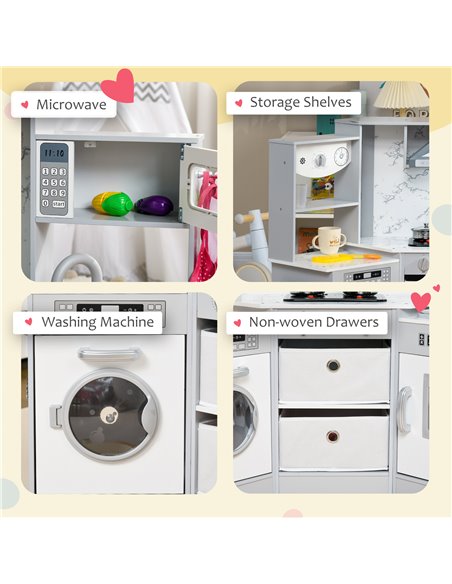 AIYAPLAY Toy Kitchen with Running Water, Lights, Sounds, Grey 350-148V00GY - pic 26921 | FastDaddyshop