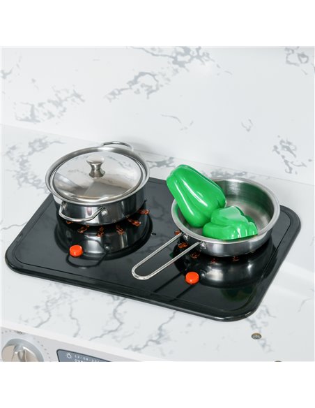 AIYAPLAY Toy Kitchen with Running Water, Lights Sounds, Apron and Chef Hat, Water Dispenser, for 3-6 Years Old - Grey - pic 26923 | FastDaddyshop