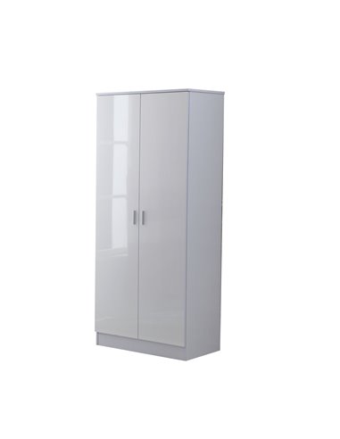 HOMCOM High Gloss 3 Piece Trio Bedroom Furniture Set Wardrobe + Chest Of Drawer + Bedside White