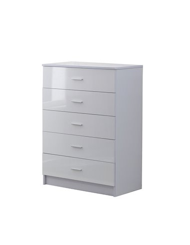 HOMCOM High Gloss 3 Piece Trio Bedroom Furniture Set Wardrobe + Chest Of Drawer + Bedside White