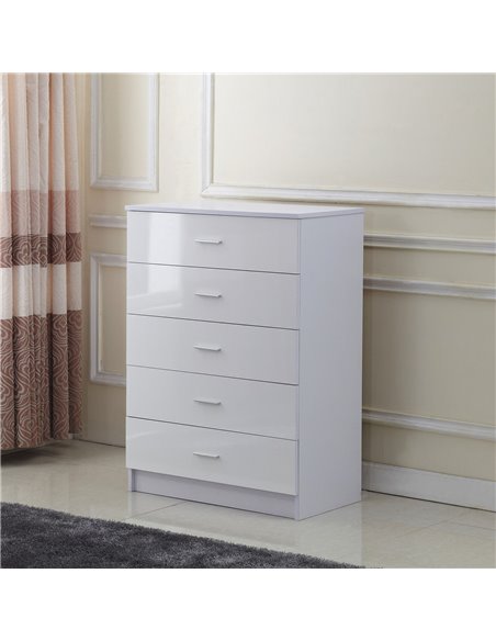 HOMCOM High Gloss 3 Piece Trio Bedroom Furniture Set Wardrobe + Chest Of Drawer + Bedside White - pic 26931 | FastDaddyshop