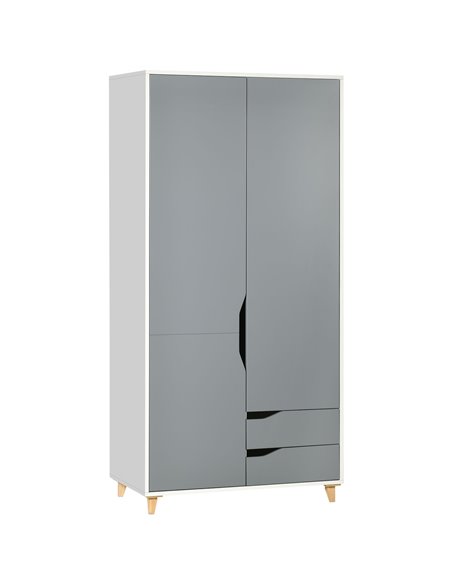 HOMCOM Wardrobe with 2 Doors, 2 Drawers, Hanging Rail, Shelves for Bedroom Clothes Storage Organiser, 89x50x185cm, Grey - pic 26934 | FastDaddyshop