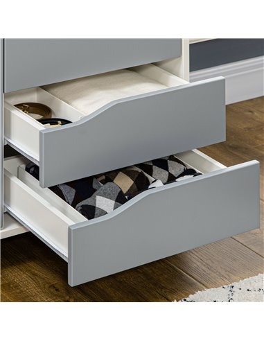 HOMCOM Wardrobe with 2 Doors, 2 Drawers, Hanging Rail, Grey 831-531GY