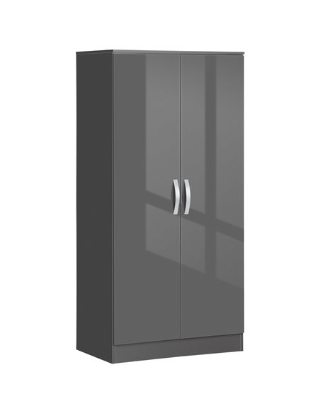 HOMCOM High Gloss Wardrobe, 2 Door Wardrobe with Hanging Rod and Storage Shelf, Clothes Storage Organizer with Anti-tipping Desi - pic 26952 | FastDaddyshop