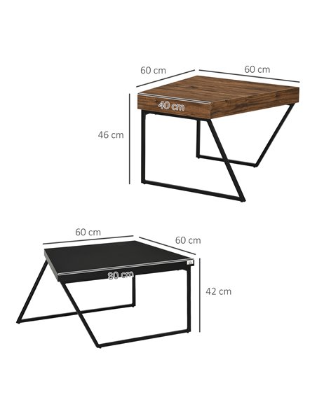 HOMCOM Coffee Table Set of 2, Geometric Coffee Table with Spacious Legroom, Rustic Brown, Black - pic 26972 | FastDaddyshop