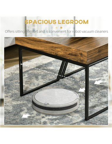 HOMCOM Coffee Table Set of 2, Geometric Coffee Table with Spacious Legroom, Steel Frame and Thick Tabletop, Industrial Coffee Ta