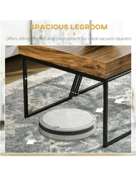 HOMCOM Coffee Table Set of 2, Geometric Coffee Table with Spacious Legroom, Steel Frame and Thick Tabletop, Industrial Coffee Ta - pic 26974 | FastDaddyshop