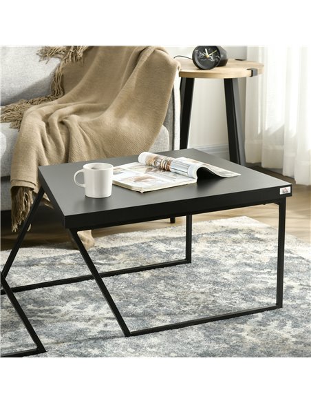 HOMCOM Coffee Table Set of 2 with Spacious Legroom, Rustic Brown, Black 839-746V00BK - pic 26976 | FastDaddyshop