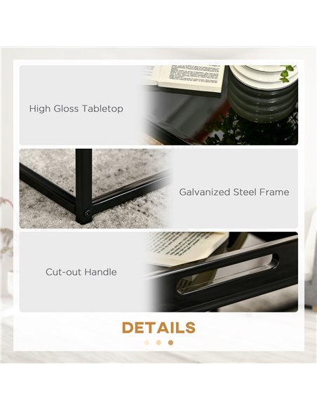 HOMCOM Modern Coffee Table Set of 2 with High Gloss Effect, Black 839-314BK - pic 27002 | FastDaddyshop