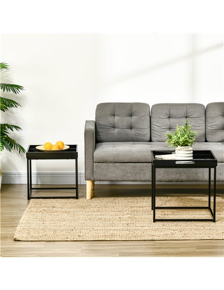 HOMCOM Modern Coffee Table Set of 2 with High Gloss Effect, Black 839-314BK - pic 27003 | FastDaddyshop