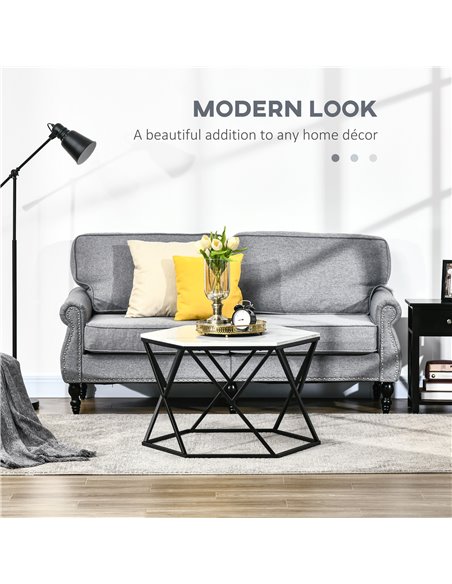 HOMCOM Coffee Table with High Gloss Marble Tabletop, White 839-309WT - pic 27018 | FastDaddyshop