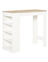 HOMCOM Bar Table Coffee Table Kitchen Dining Table with 4-Tier Storage Shelf for Kitchen, Dining Room, Living Room, Natural