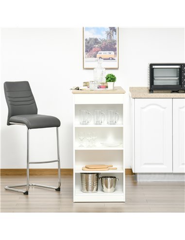 HOMCOM Bar Table, Coffee Table with 4-Tier Storage Shelf, Natural 835-494ND