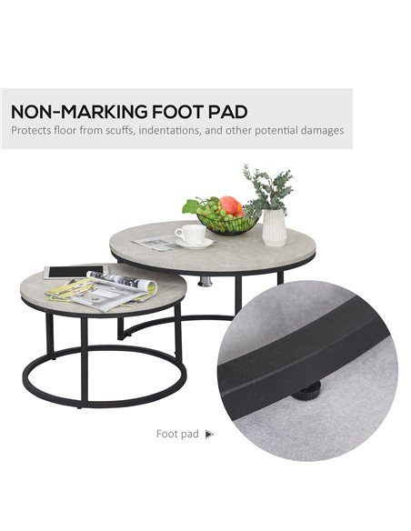 HOMCOM 2 Pcs Stacking Coffee Table Set with Marble-Effect Top, Black-Grey 833-873 - pic 27056 | FastDaddyshop