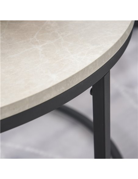 HOMCOM 2 Pcs Stacking Coffee Table Set with Marble-Effect Top, Black-Grey 833-873 - pic 27059 | FastDaddyshop