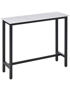 HOMCOM Bar Table Breakfast Marble Grain Dining Table Coffee Table with Adjustable Footpads, 120x40x100cm, White & Black