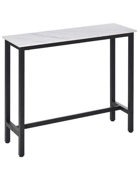 HOMCOM Bar Table Breakfast Marble Grain Dining Table Coffee Table with Adjustable Footpads, 120x40x100cm, White & Black - pic 27069 | FastDaddyshop
