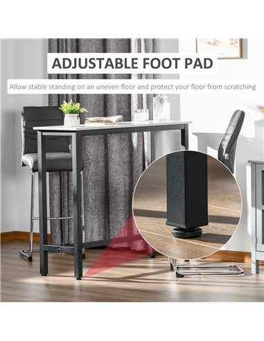 HOMCOM Bar Table with Marble Grain, Adjustable Footpads, White-Black 835-491BK