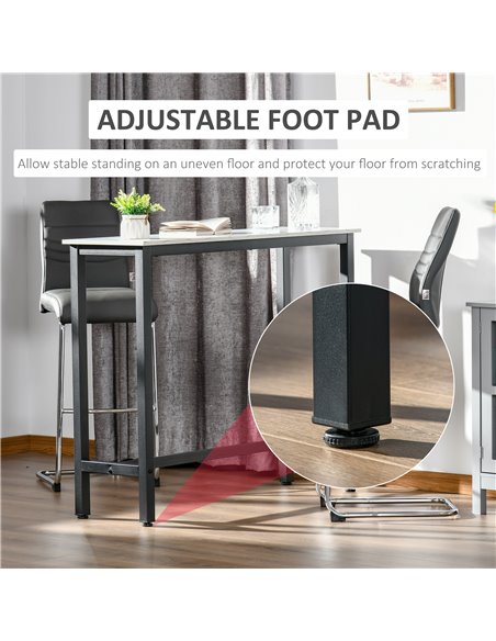 HOMCOM Bar Table with Marble Grain, Adjustable Footpads, White-Black 835-491BK - pic 27074 | FastDaddyshop