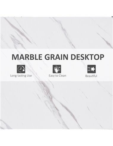 HOMCOM Bar Table with Marble Grain, Adjustable Footpads, White-Black 835-491BK