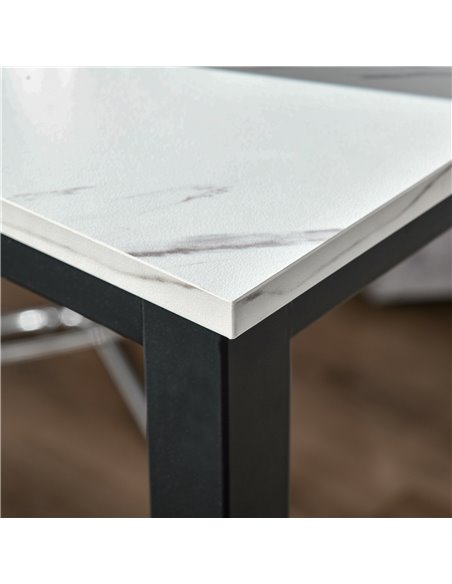 HOMCOM Bar Table with Marble Grain, Adjustable Footpads, White-Black 835-491BK - pic 27077 | FastDaddyshop
