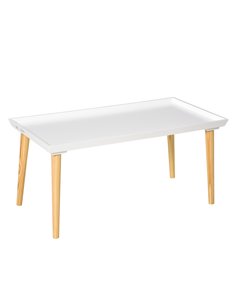 HOMCOM Tray Top Coffee Table for Living Room Conference Home Office Modern Simple Rectangle Cocktail Tea Wooden Legs White