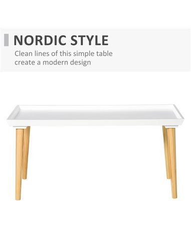 HOMCOM Tray Top Rectangle Coffee Cocktail Table, White 839-067