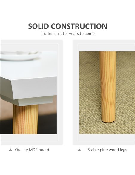 HOMCOM Tray Top Coffee Table for Living Room Conference Home Office Modern Simple Rectangle Cocktail Tea Wooden Legs White - pic 27084 | FastDaddyshop