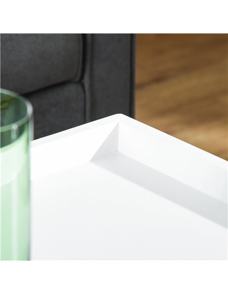 HOMCOM Tray Top Coffee Table for Living Room Conference Home Office Modern Simple Rectangle Cocktail Tea Wooden Legs White - pic 27085 | FastDaddyshop