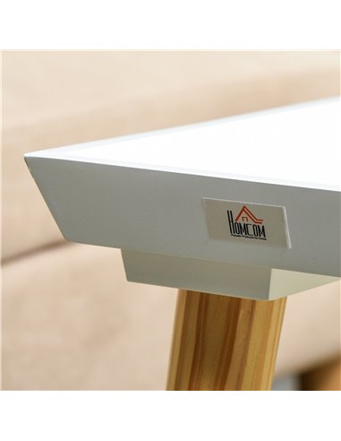 HOMCOM Tray Top Coffee Table for Living Room Conference Home Office Modern Simple Rectangle Cocktail Tea Wooden Legs White