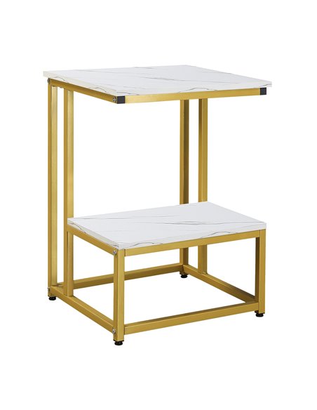 HOMCOM Side Table, Doule Layer End Table, Modern Coffee Table with Steel Frame, White - pic 27087 | FastDaddyshop