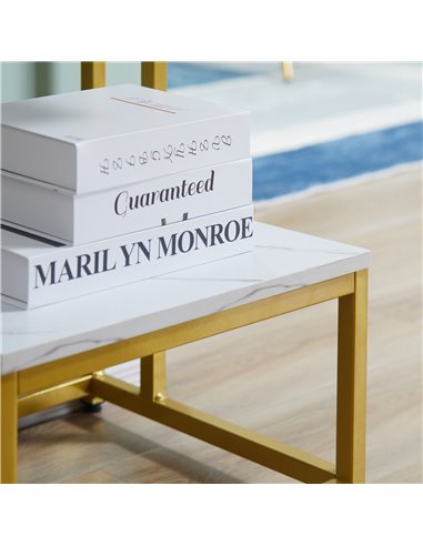 HOMCOM Double Layer End Table, Modern Coffee Table, White 839-112GD