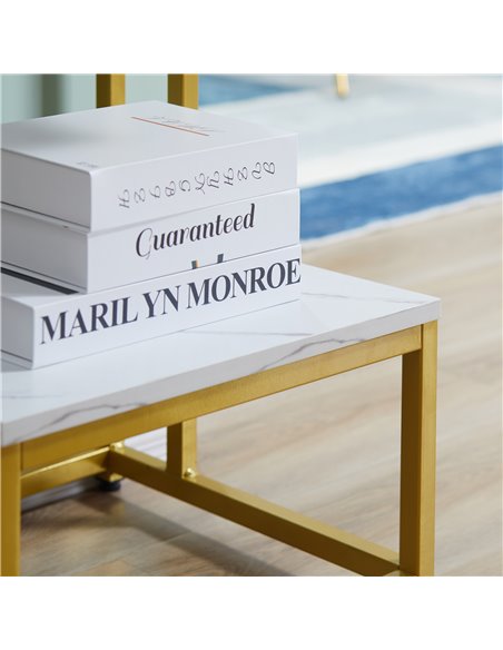 HOMCOM Double Layer End Table, Modern Coffee Table, White 839-112GD - pic 27094 | FastDaddyshop