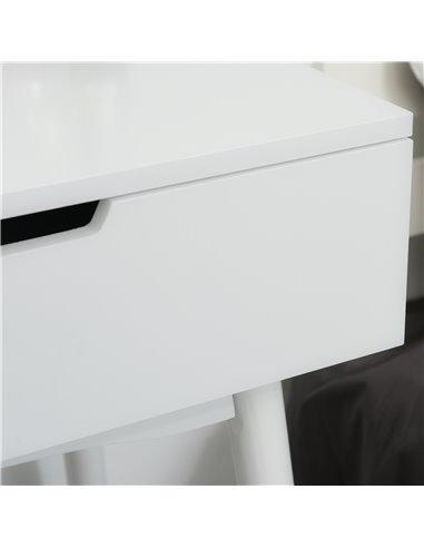 HOMCOM Dressing Table & Stool Set with Drawers, Mirror, White 831-335WT